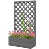 Outdoor Raised Garden Bed Planter Box with Lattice Trellis in Grey Wood Finish