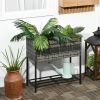 Grey Modern PE Rattan Wicker Raised Garden Bed Elevated Planter Box