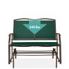2 Seat Mesh Patio Loveseat Swing Glider Rocker with Armrests in Hunter Green