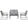 Outdoor Black Steel Frame 4-Piece Patio Furniture Set