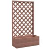 Outdoor Brown Wooden Raised Garden Bed Planter Box with Lattice Trellis