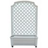 Indoor/Outdoor White Plastic Self Watering Planter with Trellis on Wheels