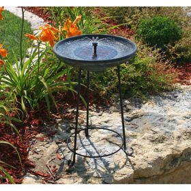 Solar Fountain Bird Bath with Wrought Iron Stand