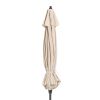 Outdoor 9-Ft Patio Umbrella with Tilt and Crank Lift in Coral Red White Stripe