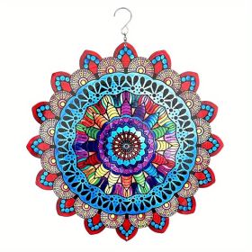 1pc 3D Hanging Wind Spinner Outdoor Decor For 3D Garden Wind Chimes Metal Yard Spinners 3D Stainless Steel Spinner Gifts Mandala 3D Spinner With