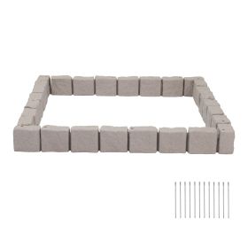 Faux Stone Landscape Edging, 15.5 ft Kit, No Dig Garden Edging Border, Blocks for Lawn, Flower Beds, Yard