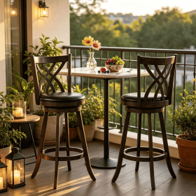 A set of 29 inch hollow backrest stools with 2 counter heights