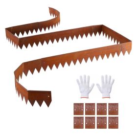 Corten Steel Landscape Edging, 6-Pack 40 x 6 Inch Metal Edging for Landscaping with 8 Connecting Plates