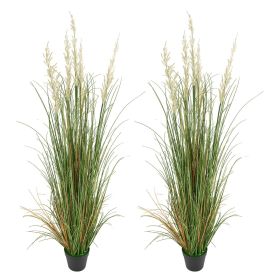 Artificial Grass Plant, 2 Pack 47 inch Reed Flower Grass in Pot