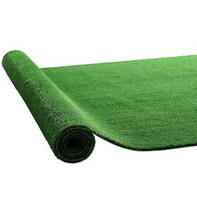 Artificial Grass, 12 x 7 ft Fake Grass Turf Rug, 0.6 in Pile Height Realistic Synthetic Lawn Carpet Roll Mat, Easy Clean Drainage Holes for Patio