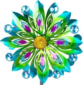 Kinetic Wind Spinner, 53 inch Outdoor Metal Wind Spinners for Yard and Garden, Double Windmill with Stable Stake