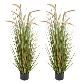 Artificial Grass Plant, 2 Pack 47 inch Horsetail Reed Grass in Pot