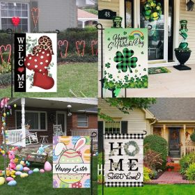 Seasonal Garden Flags Set of 12 Double Sided 12 x 18 Inch, Small Yard Flags for Outside, Christmas Halloween Easter Valentine's Day Outdoor Decor