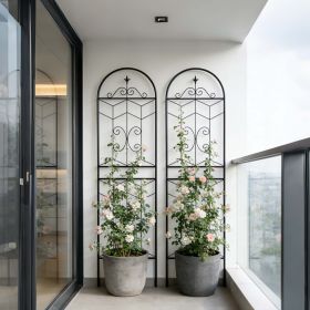 2 Pack Metal Garden Trellis 71" x 19.7" Rustproof Trellis for Climbing Plants Outdoor Flower Support Black