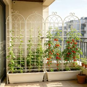 4 Pack Metal Garden Trellis 71" x 19.7" Rustproof Trellis for Climbing Plants Outdoor Flower Support Cream White