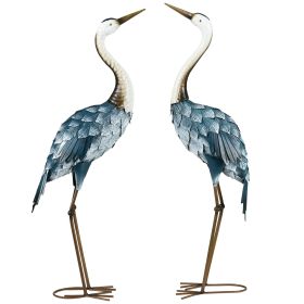 2-Piece Crane Garden Sculptures Blue for Lawn Patio Backyard Decoration 28.5"-29"