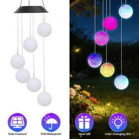 Solar Ball Wind Chime 7 Color Changing Wind Chime for Outside IPX4 Waterproof Outdoor Garden Yard Decor