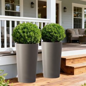 2 Pack Tall 21.7 in Planters for Outdoor Plants Modern Tall Square Planter Box Indoor Outdoor Porch Patio Flower Pot Modern Big Tapered Matte Tre