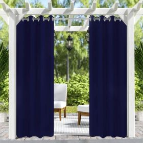 50" W x 96"L Outdoor Curtains Front Porch Curtain Grommet for Porch Balcony Pergola Gazebo Dark Blue