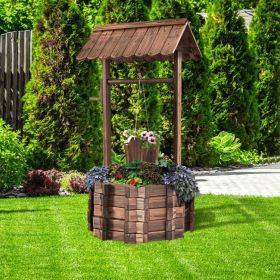 1PC Outdoor Wooden Wishing Well Planter Bucket