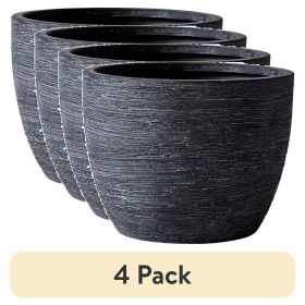 (4 pack)4.5" Textured Matte Ceramic Pot, Black, 1 - Piece