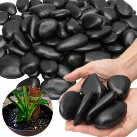 38lbs Black River Rocks, 2-3 inch Polished Pebbles. Ideal for plant decoration, vase filling, aquarium landscaping