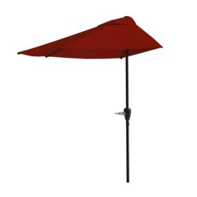 9ft Half Umbrella For Balcony, Porch, Or Deck, Red  Shipment From Walmart (Option: Default)