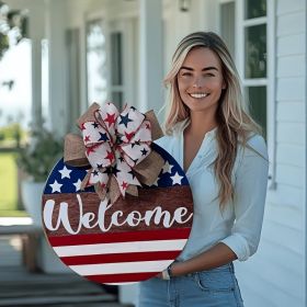 1PC Wooden tags for Independence Day, patriotic American homes, rural areas, wooden walls, door decorations, wooden crafts (Color: 123, size: 40*40*0.5cm)