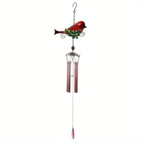 1set, Wind Chimes, Birds, Iron, Glass, Painted Handicrafts, Hanging Pieces, Courtyard Gardens, Metal Aluminum Pipe Hanging Pieces.Comes With S-ho (Color: 150Red Bird)