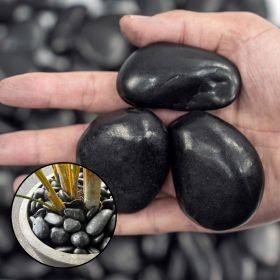 20lbs Black Pebbles for Plants, 2-3 Inch High Polished Natural Large River Rocks for Landscaping (Color: black-20lbs)