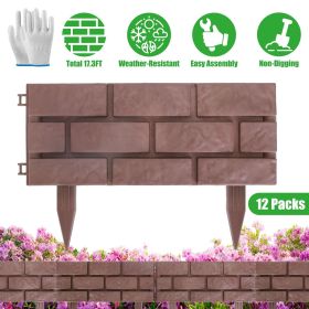 12PCS Stone Fence Edging Panels, Imitation Stone PP Garden Border with Rotatable Connectors (Color: As shown)