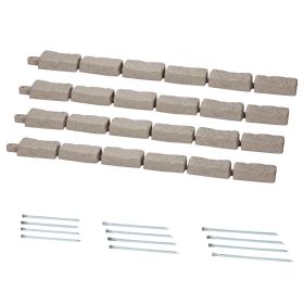Faux Stone Landscape Edging, 46.4 x 2.2 in Realistic Lawn Edging, Flexible Brick-Sized Garden Edging Border with Anchoring Spikes (Color: Beige, size: Small Size)