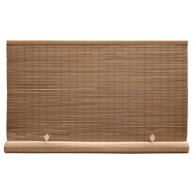 PVC Roll-up Outdoor Cordless White 1/4" PVC Light Filtering Roller Sun Shade, 6' x 6' (Color: Woodgrain)