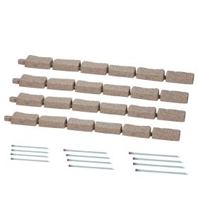 Faux Stone Landscape Edging, 46.4 x 2.2 in Realistic Lawn Edging, Flexible Brick-Sized Garden Edging Border with Anchoring Spikes (Color: Brown, size: Small Size)