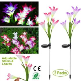 2Pcs Solar Garden Lights Outdoor Lily Flower LED Light (Option: Style1)