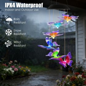 1Pc 2Pcs Quantity Options Solar Butterfly Wind Chime 7 Color Changing Wind Chime For Outside IPX4 Waterproof Outdoor Garden Yard Decor (Option: BlueRed-1Set)