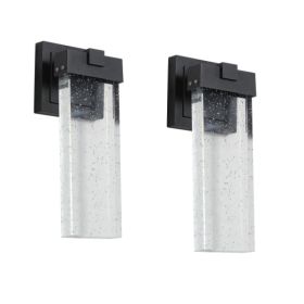 Outdoor Waterproof Transparent LED Crystal Wall Light Supports Many Types Of Bulb-2 Packs  Unavailable Platforms- Temu (Option: Black)